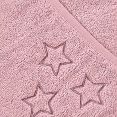 XKKO Organic BIO Bavlnená froté osuška s kapucňou, 90x90 - Baby Pink Stars