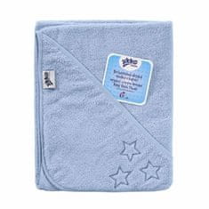 XKKO Organic BIO Bavlnená froté osuška s kapucňou 90x90 - Baby Blue Stars