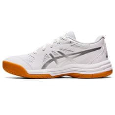 Asics Upcourt 5 GS Detská volejbalová/halová obuv, biela/strieborná, veľ. 34,5