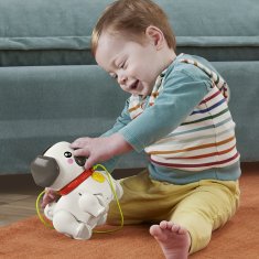 Fisher-Price Chodící mopslík, tahací hračka pro batolata se zvuky HTW94