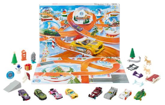 Hot Wheels Adventní kalendář 2024, 8 autíček a 16 doplňků HTG00