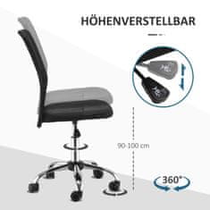 VINSETTO Kancelárske Kreslo Ergonomické, Výškovo Nastaviteľné Stolové Kreslo, 360° S Priedušným Operadlom, Nosnosť Do 100 Kg, Čierna 