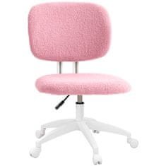 VINSETTO Kancelárska Stolička Ergonomická Stolička K Písaciemu Stolu Výškovo Nastaviteľná Počítačová Stolička Bez Lakťovej Opierky Otočná Stolička Velvet Pink 