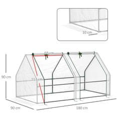 OUTSUNNY Mini Fólia Na Skleníky Skleník 2 Rolovacie Okná Záhrada Balkón Pe Fólia 180X90X90Cm Biela 