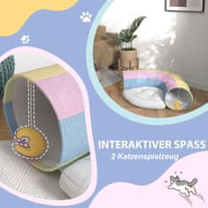 PAWHUT Cat Tunnel Skladacia Hračka Pre Mačky S Vankúšikom Na Hranie, Polyester, Pre Mačky A Malé Zvieratá 