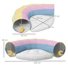 PAWHUT Cat Tunnel Skladacia Hračka Pre Mačky S Vankúšikom Na Hranie, Polyester, Pre Mačky A Malé Zvieratá 