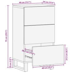 Petromila vidaXL Komoda hnedá 40x34x75 cm mangovníkový masív