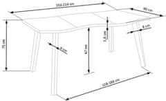 Halmar Moderní jídelní stůl DICKSON rozkládací 150-210/90 cm, deska - přírodní, nohy - černá (2p=1szt) (2 Karton)