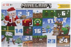 Mattel Minecraft Adventní kalendář 2024, 3 akční figurky, 17 doplňků a 4 samolepky HXM86