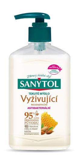 Mydlo Sanytol, tekuté, antibakteriálne, vyživujúce, mandľové mlieko, 250 ml