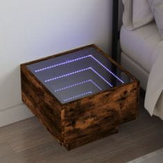 shumee vidaXL Nočný stolík s nekonečnými LED dymový dub 40x40x30 cm