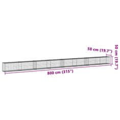 Petromila vidaXL Gabiónový kôš s krytom 800x50x50 cm, pozinkované železo
