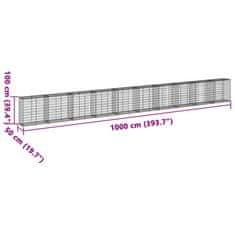 Petromila vidaXL Gabiónový kôš s krytom 1000x50x100 cm pozinkované železo