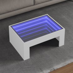 shumee vidaXL Konferenčný stolík s nekonečnými LED biely 70x50x30 cm