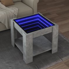 shumee vidaXL Konferenčný stolík s LED betónový 53x53x45 cm kompozitné drevo