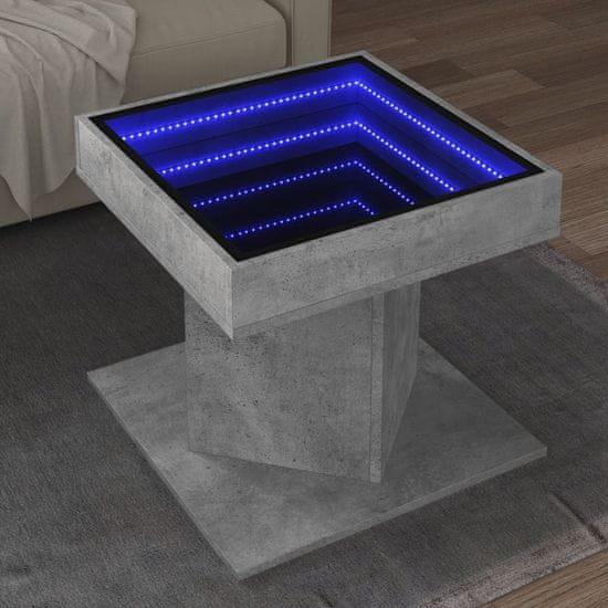 shumee vidaXL Konferenčný stolík s LED betónový 50x50x45cm kompozitné drevo