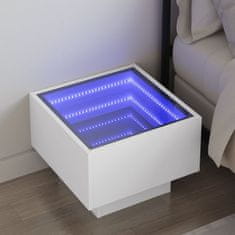 shumee vidaXL Nočný stolík s nekonečnými LED biely 40x40x30 cm