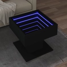 shumee vidaXL Konferenčný stolík s LED čierny 50x50x45 cm kompozitné drevo