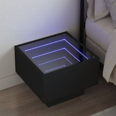 shumee vidaXL Nočný stolík s nekonečnými LED čierny 40x40x30 cm