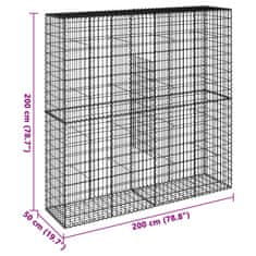 Vidaxl Gabiónový kôš s krytom 200x50x200 cm pozinkované železo