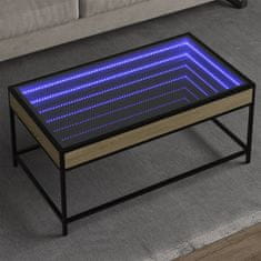 shumee vidaXL Konferenčný stolík s nekonečnými LED dub sonoma 90x50x41 cm