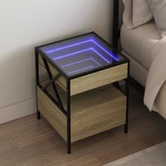 shumee vidaXL Nočný stolík s nekonečnými LED dub sonoma 40x40x51 cm