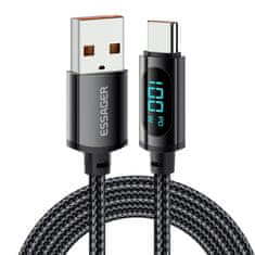 Bomba USB A - Type C TURBO 100W 5A rýchlonabíjací + data LED kábel 1M/2M 1M Čierna