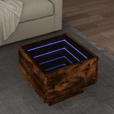 Petromila vidaXL Bočný stolík s LED dymový dub 40x40x30 cm kompozitné drevo