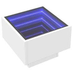 Vidaxl Bočný stolík s LED biely 40x40x30 cm kompozitné drevo