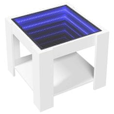 Vidaxl Konferenčný stolík s LED biely 53x53x45 cm kompozitné drevo