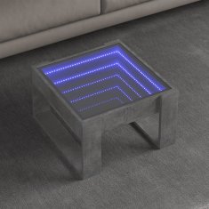 shumee vidaXL Konferenčný stolík s nekonečnými LED betónovosivý 50x53x30 cm