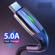 Bomba USB Type C TURBO 5A rýchlonabíjací + data LED kábel 1M Červená