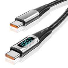 Bomba USB Type C - C TURBO 100W 5A rýchlonabíjací + data LED kábel 1M/2M 1M Čierna