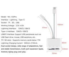 Bomba USB-C Čítačka SD / TF Kariet, USB - pre iPhone/Android