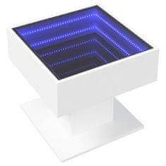 Vidaxl Konferenčný stolík s LED biely 50x50x45 cm kompozitné drevo