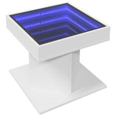 Vidaxl Konferenčný stolík s LED biely 50x50x45 cm kompozitné drevo