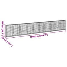 Petromila vidaXL Gabiónový kôš s krytom 1000x50x150 cm pozinkované železo