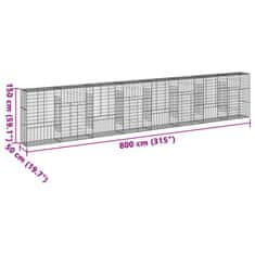 Petromila vidaXL Gabiónový kôš s krytom 800x50x150 cm pozinkované železo