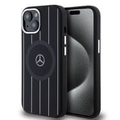 MERCEDES  Liquid Silicon Stripes Pattern MagSafe zadný kryt pre iPhone 15 Black