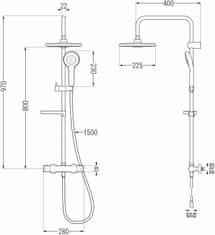 Mexen KX05 sprchový set s termostatickou batériou Kai, čierna, 771500591-70