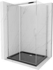 Mexen Mexen Omega výsuvná sprchová kabína 100 x 80 cm, transparentná, chróm + plochá sprchová vanička, čierna - 825-100-080-01-00-4070 - MEXEN