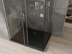 Mexen Mexen Omega výsuvná sprchová kabína 100 x 80 cm, transparentná, chróm + plochá sprchová vanička, čierna - 825-100-080-01-00-4070 - MEXEN