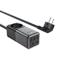 shumee Stolná nabíjačka nabíjacia stanica Z2 GaN 75W PD 3x USB-C 2x USB-A čierna a šedá