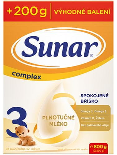 Sunar Complex 3 batoľacie mlieko, 800 g