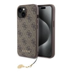 Guess  4G Charm Zadný kryt pre iPhone 15 Tone on Tone Brown