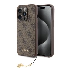 Guess Zadný kryt 4G Charm pre iPhone 15 Pro Tone on Tone Brown