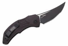 Microtech 268A-3T Brachial Tacitcal Serrated automatický nôž 8,9 cm, celočierna, hliník