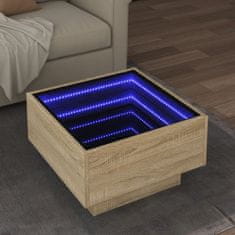 shumee vidaXL Konferenčný stolík s LED dub sonoma 50x50x30 cm kompozit. drevo