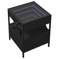 Vidaxl Nočný stolík s nekonečnými LED čierny 40x40x51 cm