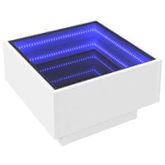 Vidaxl Konferenčný stolík s LED biely 50x50x30 cm kompozitné drevo